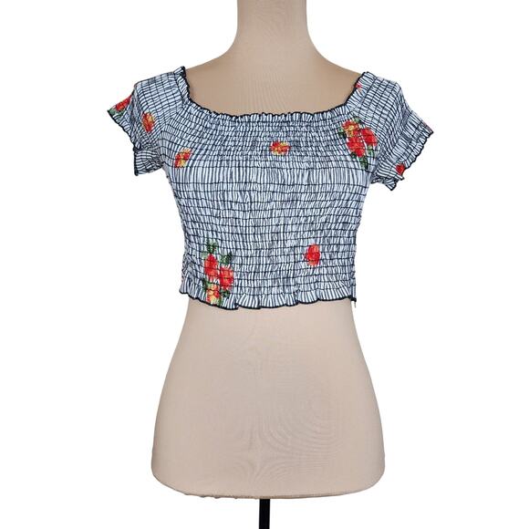Hello Miss Stretchy Smocked Floral Crop Top - Picture 1 of 3